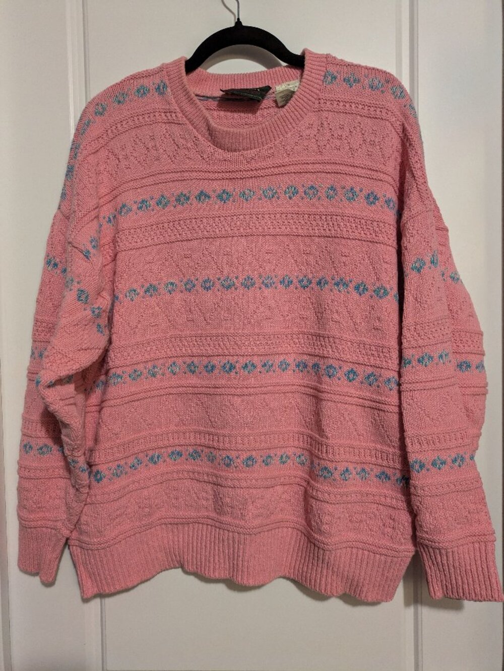Vintage Northern Reflections (from the 1960-1980s) Pink Floral Knit Sweater (L)
